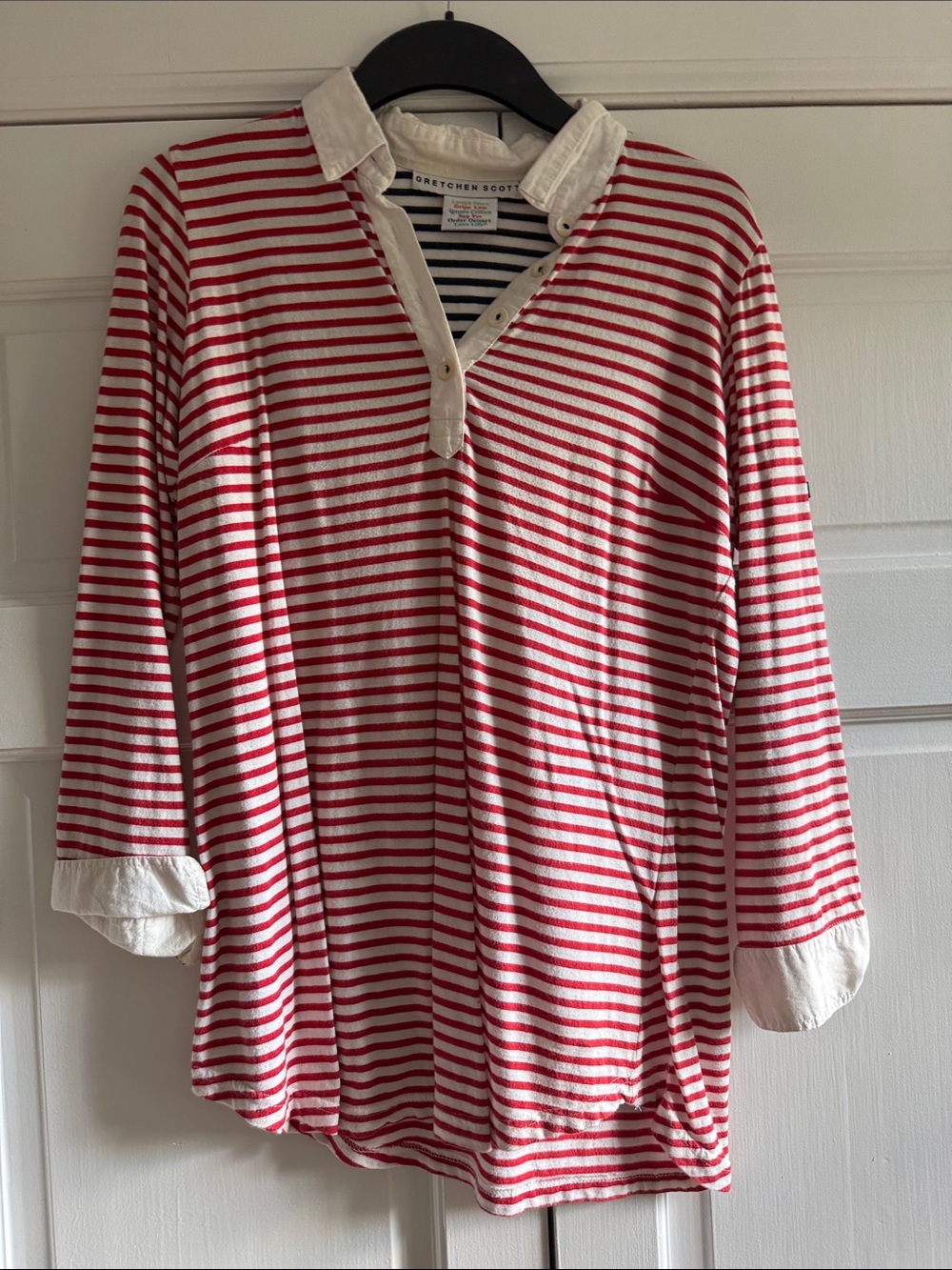 Gretchen Scott Designs Red & White Striped Polo Tunic